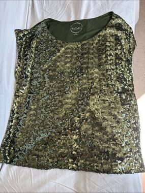 Olive Green Sequin Tank Top